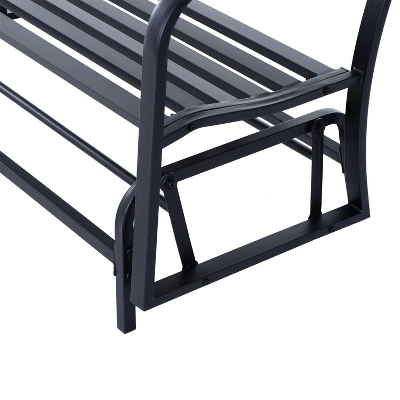 Outsunny Patio Glider Bench Outdoor Swing Rocking Chair Loveseat With Power Coated Sturdy Steel Frame, Black 7 Outsunny Patio Glider Bench Outdoor Swing Rocking Chair Loveseat With Power Coated Sturdy Steel Frame, Black - Image 7