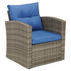 5pc Wicker Outdoor Conversation Set Blue/Brown - EDYO LIVING -Crosley shop GUEST 19ead950 1121 4a63 b420 0fa4d258e400
