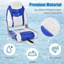Costway High Back Folding Boat Seats W/ Blue White Sponge Cushion & Flexible Hinges -Crosley shop GUEST 1a2cda04 b616 47b4 b495 046c8271aff4
