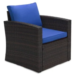 6pc Wicker Outdoor Conversation Set Royal Blue/Dark Brown - EDYO LIVING -Crosley shop GUEST 1a4a4d7d 8c4b 4780 a3f2 8eae128a8fce