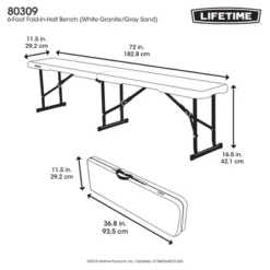 Folding Bench White Granite - Lifetime -Crosley shop GUEST 1bb2c2c3 4943 49e0 a12b da7aba6ac832