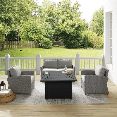 Bradenton 4pc Wicker Seating Set With Fire Table - Crosley 8 Bradenton 4pc Wicker Seating Set With Fire Table - Crosley - Image 8
