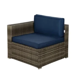 7pc Outdoor Rattan Wicker Seating Set With Cushions - Brown/Blue - GODEER 10 7pc Outdoor Rattan Wicker Seating Set With Cushions - Brown/Blue - GODEER -Crosley shop GUEST 1c3ac726 b8ab 47be 98a2 901a02365808