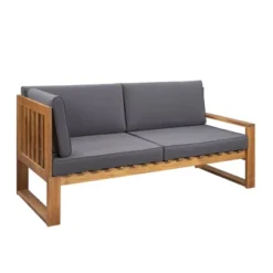 3pc Outdoor Acacia Wood Sectional Conversation Set With Cushions - Gray - GODEER 21 3pc Outdoor Acacia Wood Sectional Conversation Set With Cushions - Gray - GODEER -Crosley shop GUEST 1cb7e089 ba92 4fd0 bd1a 7eab9801824f