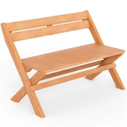 Costway Patio Folding Chair Solid Teak Wood Slatted Seat Natural Portable Outdoor -Crosley shop GUEST 1cef6d5c 2876 4dc4 bf4c d8a4578133c8