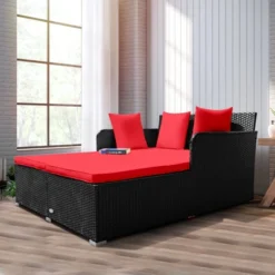 Tangkula Patio Rattan Daybed With 4 Pillows Cushioned Sofa For Outdoor -Crosley shop GUEST 1d96ae70 aeae 4e00 94ac e00c19f6f283