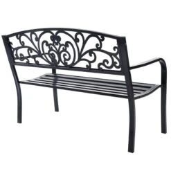 Tangkula 50"Patio Bench Porch Chair Steel Frame Cast Iron Loveseat W/ Backrest For Park Garden -Crosley shop GUEST 1e9b409a 8504 4243 8ab5 3e0be4859190