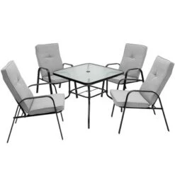 Costway Patiojoy 5pcs Patio Dining Set 4 Stackable Chairs Cushioned Square Glass Table -Crosley shop GUEST 1eb55d65 a745 4210 affa f155410761a5