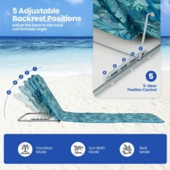 Tangkula 3PCS Folding Beach Mat Set Adjustable Beach Lounge Chair & Side Table Set -Crosley shop GUEST 1f49c8a4 f177 4fc4 a0be 677636289d64