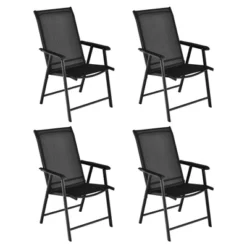 Costway 4PCS Patio Folding Dining Chairs Portable Camping Armrest Garden Black -Crosley shop GUEST 1f5b8cc9 30b2 428a bdde 226bc2a6a364