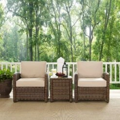 Bradenton 3pc Outdoor Wicker Seating Set With Two Chairs & Side Table Sand - Crosley -Crosley shop GUEST 1f9516b4 d99d 4c67 8aa9 01f92d0c8ac5