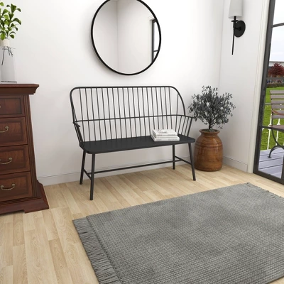 Traditional Outdoor Patio Bench - Black - Olivia & May 13 Traditional Outdoor Patio Bench - Black - Olivia & May - Image 13