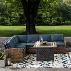 Bradenton 5pc Outdoor Wicker Sectional Set With Fire Table - Crosley -Crosley shop GUEST 2061aeb2 adbc 4b5f 838c ae5a63097206