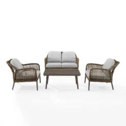 Haven 4pc Outdoor Wicker Conversation Set - Light Gray - Crosley -Crosley shop GUEST 20c29a90 c35e 455f a2b9 33c9c49e81e4