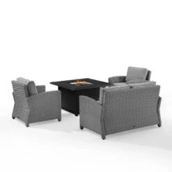 Bradenton 4pc Wicker Seating Set With Fire Table - Crosley 19 Bradenton 4pc Wicker Seating Set With Fire Table - Crosley -Crosley shop GUEST 20cc5473 4c0a 476c 96ed 33d587ff8928