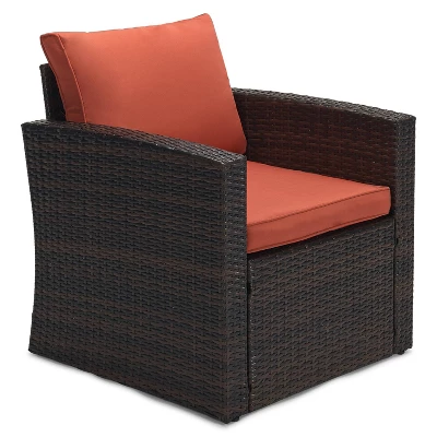 6pc Wicker Outdoor Conversation Set - Orange - EDYO LIVING 5 6pc Wicker Outdoor Conversation Set - Orange - EDYO LIVING - Image 5