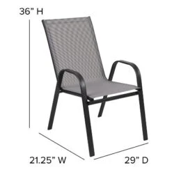 Emma And Oliver Five Piece Patio Table Set With Metal Table With Tempered Glass Top And 4 Flex Comfort Stacking Chairs -Crosley shop GUEST 2111d8ec c32b 466e 9988 1813abdfdd9e