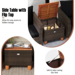 Tangkula 3 PCS Patio PE Wicker Furniture Set Outdoor Conversation Bistro Set W/ Cushions Black -Crosley shop GUEST 215672e5 6ee1 4b9b 810f 38ec24ebea97