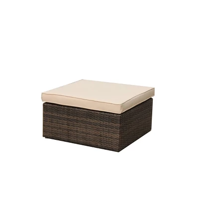 5pc Wicker Patio Sectional Seating Set With Shallow Cushions - Brown - GODEER 8 5pc Wicker Patio Sectional Seating Set With Shallow Cushions - Brown - GODEER - Image 8