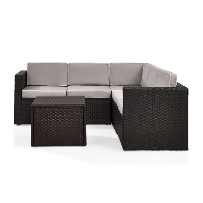 Palm Harbor 6pc Outdoor Wicker Sectional Set - Gray - Crosley 7 Palm Harbor 6pc Outdoor Wicker Sectional Set - Gray - Crosley - Image 7