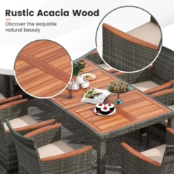 Costway 9 Pieces Outdoor Wicker Dining Set With Acacia Wood Table And 8 Armchairs 16 Costway 9 Pieces Outdoor Wicker Dining Set With Acacia Wood Table And 8 Armchairs -Crosley shop GUEST 226d6861 350e 480c b900 9b572be06222