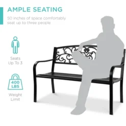 Best Choice Products Outdoor Steel Bench Garden Patio Porch Furniture W/ Floral Design Backrest, Slatted Seat -Crosley shop GUEST 22c4a03a 1286 400e 8ada f6f4a3dd0ee1