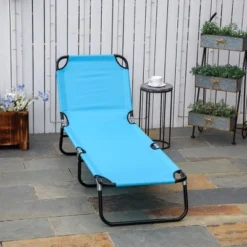 Outsunny Foldable Outdoor Chaise Lounge Chair, 5-Level Reclining Camping Tanning Chair With Strong Oxford Fabric For Beach, Patio, Pool, Sky Blue 6 Outsunny Foldable Outdoor Chaise Lounge Chair, 5-Level Reclining Camping Tanning Chair With Strong Oxford Fabric For Beach, Patio, Pool, Sky Blue -Crosley shop GUEST 24ee8207 8e04 4df0 9a9b bcdbdd583ed0