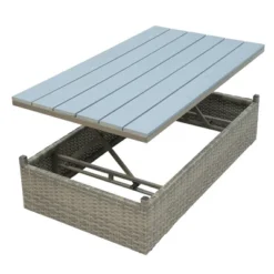 5pc Outdoor Wicker Conversations Set With Adjustable Sofa, Ottomans & Accent Table - Gray - GODEER 18 5pc Outdoor Wicker Conversations Set With Adjustable Sofa, Ottomans & Accent Table - Gray - GODEER -Crosley shop GUEST 2553e463 7f30 454d ba5b 82d98454dfc2