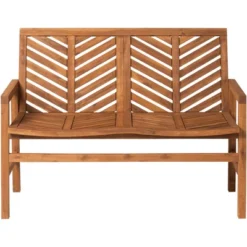 Slatted Chevron Acacia Wood Patio Loveseat – Saracina Home -Crosley shop GUEST 25c90317 7c04 4747 aa66 bdafeed4aa1b