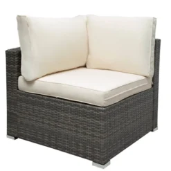 7pc Wicker Patio Seating Set With Cushions & Storage Box - Gray/Beige - GODEER -Crosley shop GUEST 27497359 3c7a 480b 8528 e8b1a30b5668