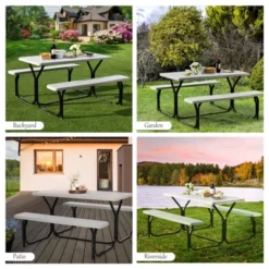 Costway Picnic Table Bench Set Outdoor Backyard Patio Garden Party Dining All Weather White -Crosley shop GUEST 274db071 5d39 47ce 9958 6111f6e9c302
