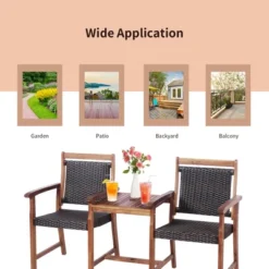 Costway 2-Seat Patio Rattan Bench Acacia Wood Frame Table W/Umbrella Hole Deck 12 Costway 2-Seat Patio Rattan Bench Acacia Wood Frame Table W/Umbrella Hole Deck -Crosley shop GUEST 27acda69 555f 4888 9bb1 1810becbbdb0