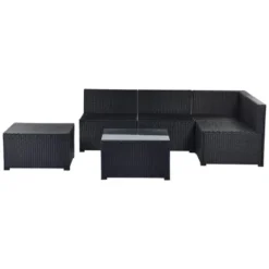 6pc Wicker Patio Conversation Set With Cushions - Black/Gray - GODEER -Crosley shop GUEST 27fb0d78 c5e5 46f5 9d69 e5f2c74b610e