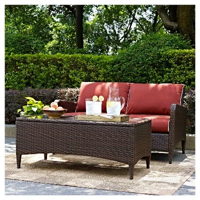 Kiawah 2 Piece Outdoor Wicker Seating Set With Chair & Ottoman - Sangria - Crosley 4 Kiawah 2 Piece Outdoor Wicker Seating Set With Chair & Ottoman - Sangria - Crosley - Image 4