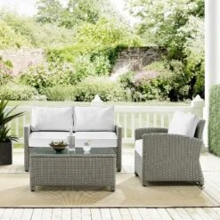 Bradenton 3pc Outdoor Conversation Set With Loveseat & Armchair With Coffee Table - Crosley -Crosley shop GUEST 2878f64d ed5e 4271 9962 2d891651f075