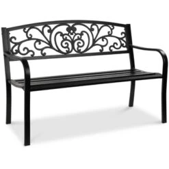 Best Choice Products Outdoor Steel Bench Garden Patio Porch Furniture W/ Floral Design Backrest, Slatted Seat -Crosley shop GUEST 28f48162 8691 4afb 942f bc2f7aaa24a4