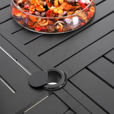 5pc Patio Dining Set With Steel Table With 1.57" Umbrella Hole & Lightweight Aluminum Frame Sling Chairs - Captiva Designs 4 5pc Patio Dining Set With Steel Table With 1.57" Umbrella Hole & Lightweight Aluminum Frame Sling Chairs - Captiva Designs - Image 4