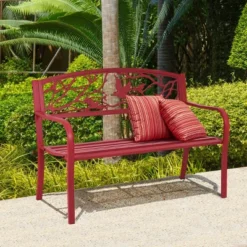 Costway Patio Garden Bench Park Yard Outdoor Furniture Cast Iron Porch Chair Red -Crosley shop GUEST 2a09bd49 d5d4 407a b8fb b5b4689cc2fe
