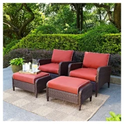 Kiawah 4 Piece Outdoor Wicker Seating Set Sangria - Crosley -Crosley shop GUEST 2a14b3a0 71c4 431d a322 cea1bcd251ee