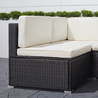 Venice 6pc Classic Outdoor Wicker Sectional Sofa With Seat And Back Cushion - Black - Vifah 3 Venice 6pc Classic Outdoor Wicker Sectional Sofa With Seat And Back Cushion - Black - Vifah - Image 3