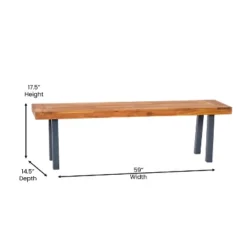 Flash Furniture Martindale Solid Acacia Wood Patio Dining Bench For 2 With Slatted Top And Black Flared Wooden Legs In A Natural Finish -Crosley shop GUEST 2a520386 8ac7 4ec0 b795 b84bdc2809ba