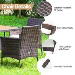 Costway 5PCS Patio Rattan Dining Furniture Set Arm Chair Wooden Table Top 14 Costway 5PCS Patio Rattan Dining Furniture Set Arm Chair Wooden Table Top -Crosley shop GUEST 2b50922a 1cb9 40c7 be7d 86175e84cb1f