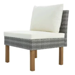 6pc Wicker Round Outdoor Sectional Set With Cushions - Black/Beige - GODEER -Crosley shop GUEST 2b878af3 8058 4e17 99a8 94cd4f80f704