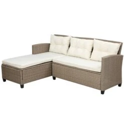 4pc Wicker Patio Sectional Seating Set With Cushions - Beige/Brown - GODEER -Crosley shop GUEST 2bb72874 3965 4a97 893c adc84834658f 1