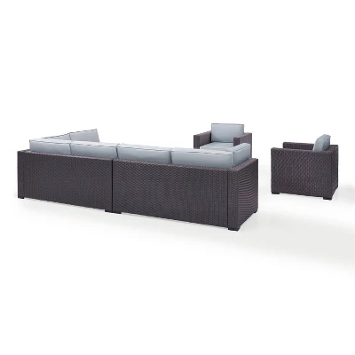 Biscayne 7pc Outdoor Wicker Sectional Set - Mist - Crosley 6 Biscayne 7pc Outdoor Wicker Sectional Set - Mist - Crosley - Image 6