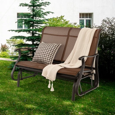 Costway 2-Person Patio Swing Glider Bench Loveseat Rocking Chair High Back Deck 9 Costway 2-Person Patio Swing Glider Bench Loveseat Rocking Chair High Back Deck - Image 9