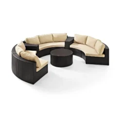 Catalina 6pc Outdoor Wicker Sectional Set - Sand/Brown - Crosley -Crosley shop GUEST 2d921948 0ab8 4e40 a126 f7a173302bd6