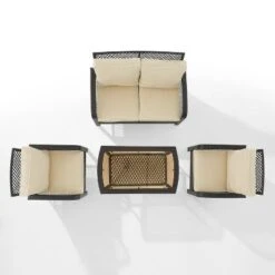 Tribeca 4pc Outdoor Wicker Conversation Set - Sand/Brown - Crosley -Crosley shop GUEST 2db1fd51 0590 4112 8b2e 18c0b21de652
