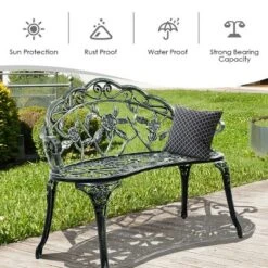 Costway Patio Garden Bench Chair Style Porch Cast Aluminum Outdoor Rose Antique Green 13 Costway Patio Garden Bench Chair Style Porch Cast Aluminum Outdoor Rose Antique Green -Crosley shop GUEST 2dc9f1e4 1d13 47e8 86c0 62995bd326bd