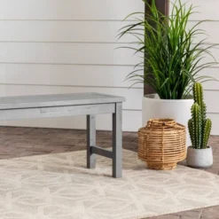 Ravenscroft Modern Boho Acacia Wood Slat Top Outdoor Dining Bench - Gray Wash - Saracina Home -Crosley shop GUEST 2dd133d4 c68e 4083 9552 2ac421e62e53